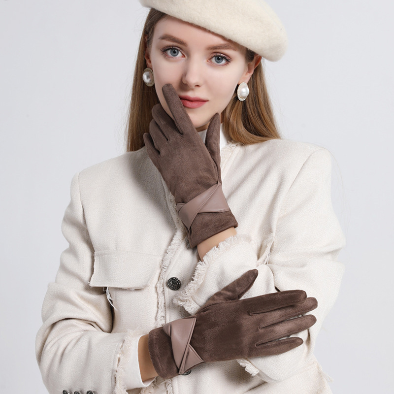 Leather Driving Glove - ถุงมือหนังกลับ 1 คู่สำหรับผู้หญิง ถุงมือกำมะหยี่ฤดูหนาว ถุงมือหน้าจอสัมผัสที่หรูหราสำหรับขี่รถ ขับรถ