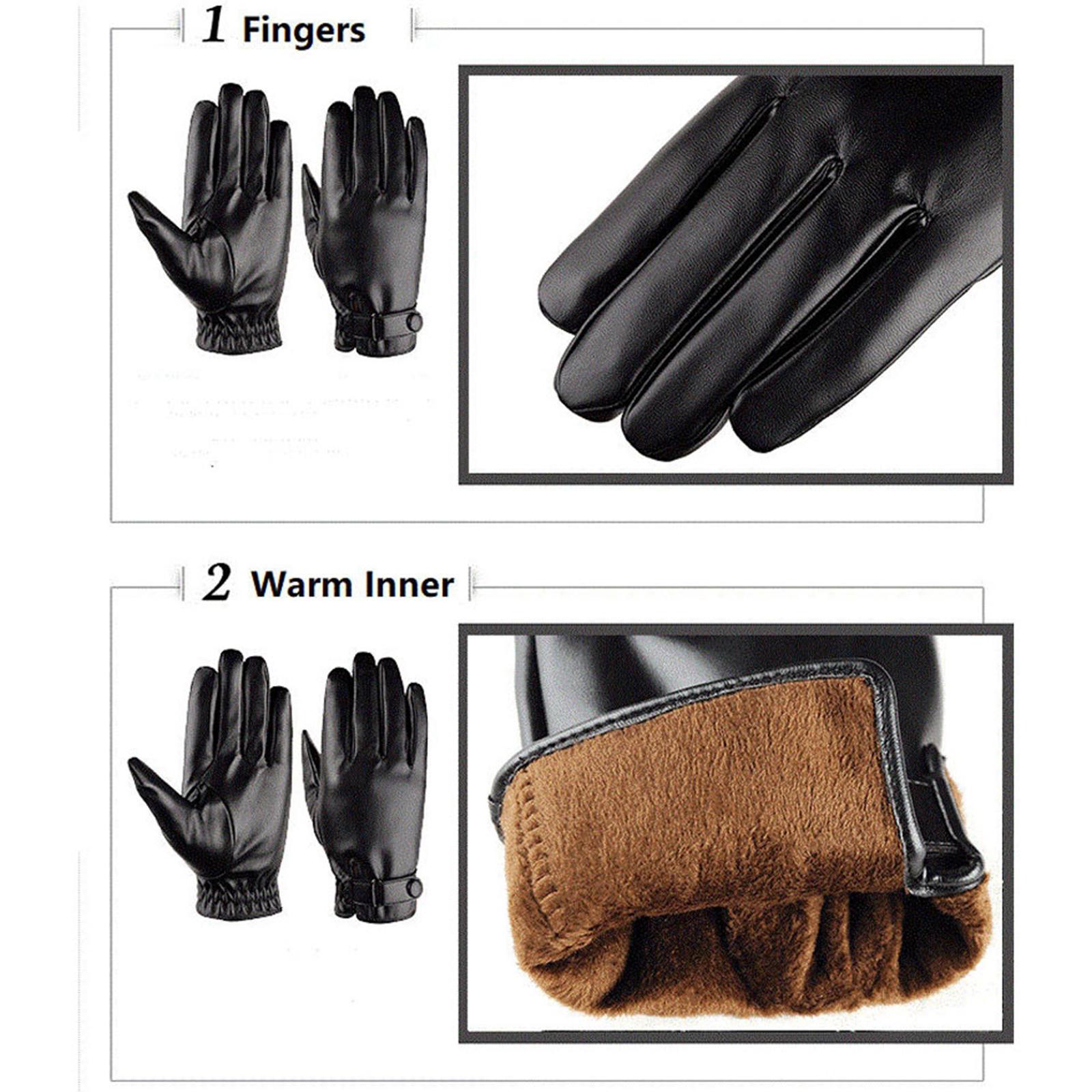 Leather Driving Glove - ถุงมือฤดูหนาวสำหรับผู้ชาย ถุงมือขับรถ วิ่ง ขี่มอเตอร์ไซค์ ถุงมือหน้าจอสัมผัส
