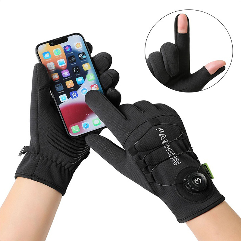 Ski Glove Waterproof - ถุงมือมอเตอร์ไซค์ บุขนฟลีซ อบอุ่น สำหรับฤดูใบไม้ร่วงและฤดูหนาว รองรับการสัมผัสหน้าจอ สำหรับกีฬากลางแจ้ง