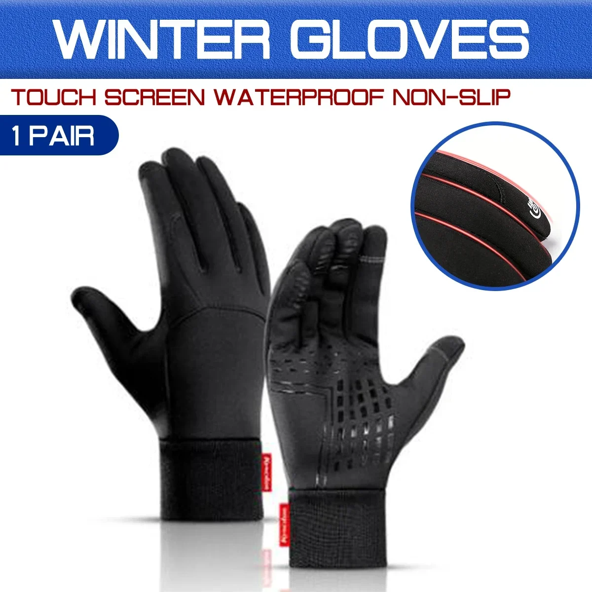 Ski Glove Waterproof - กันน้ําสีดํา/สีเทาลื่นสกีขี่หิมะรถยนต์ถุงมือรถจักรยานยนต์ Unsex ฤดูหนาวกีฬากลางแจ้งถุงมืออุ่นหน้าจอสัมผัส